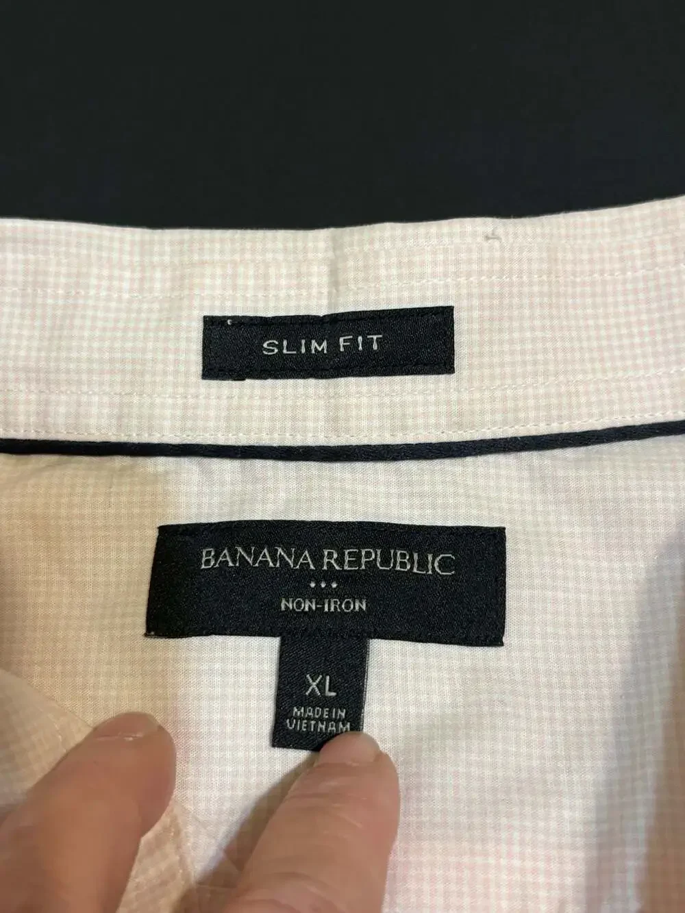 Banana Republic Non-Iron Slim Fit Pink Micro Check Dress Shirt XL